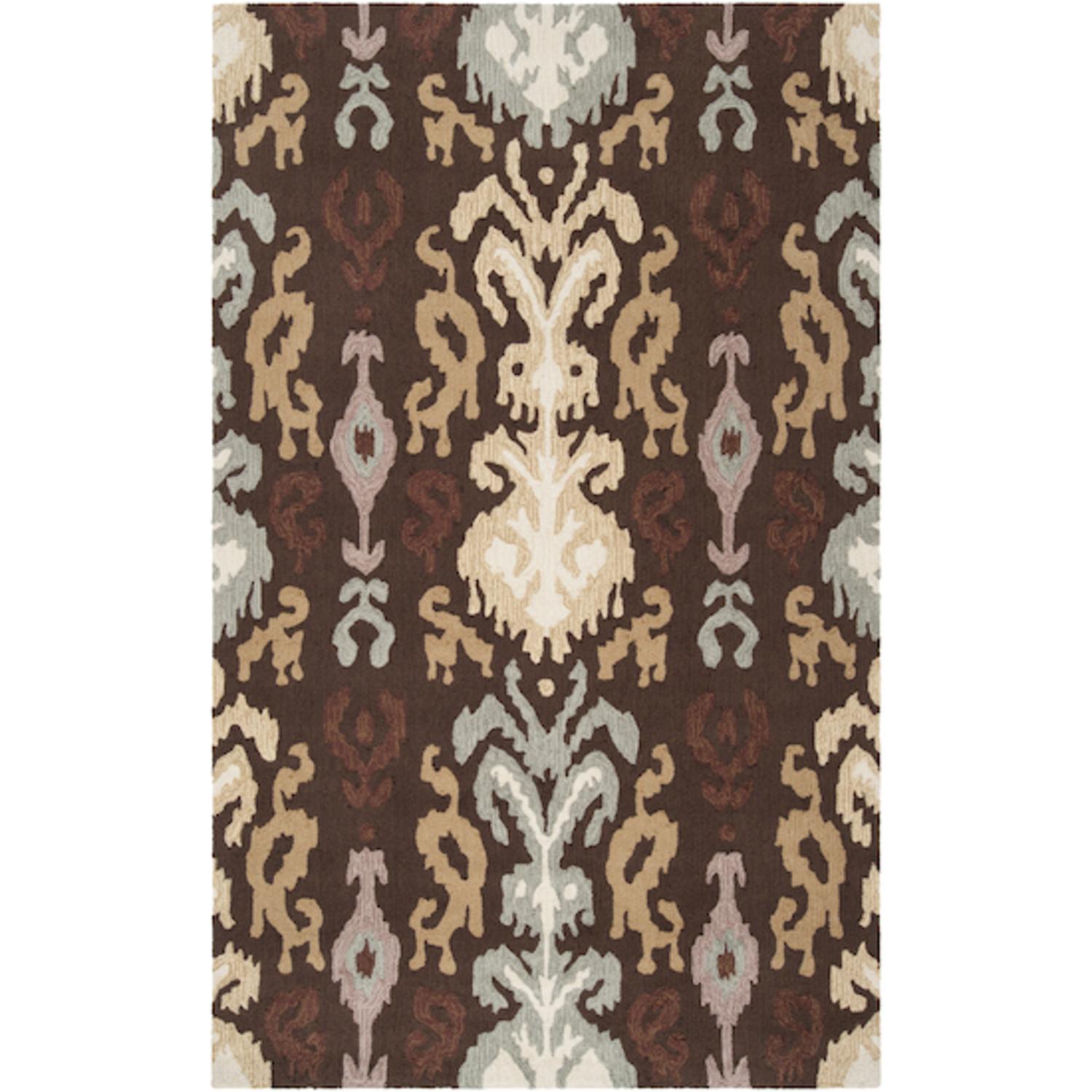 Diva At Home 8' x 10' Calcutta Dark Cocoa, Off-White and Taupe Hand Hooked Area Throw Rug