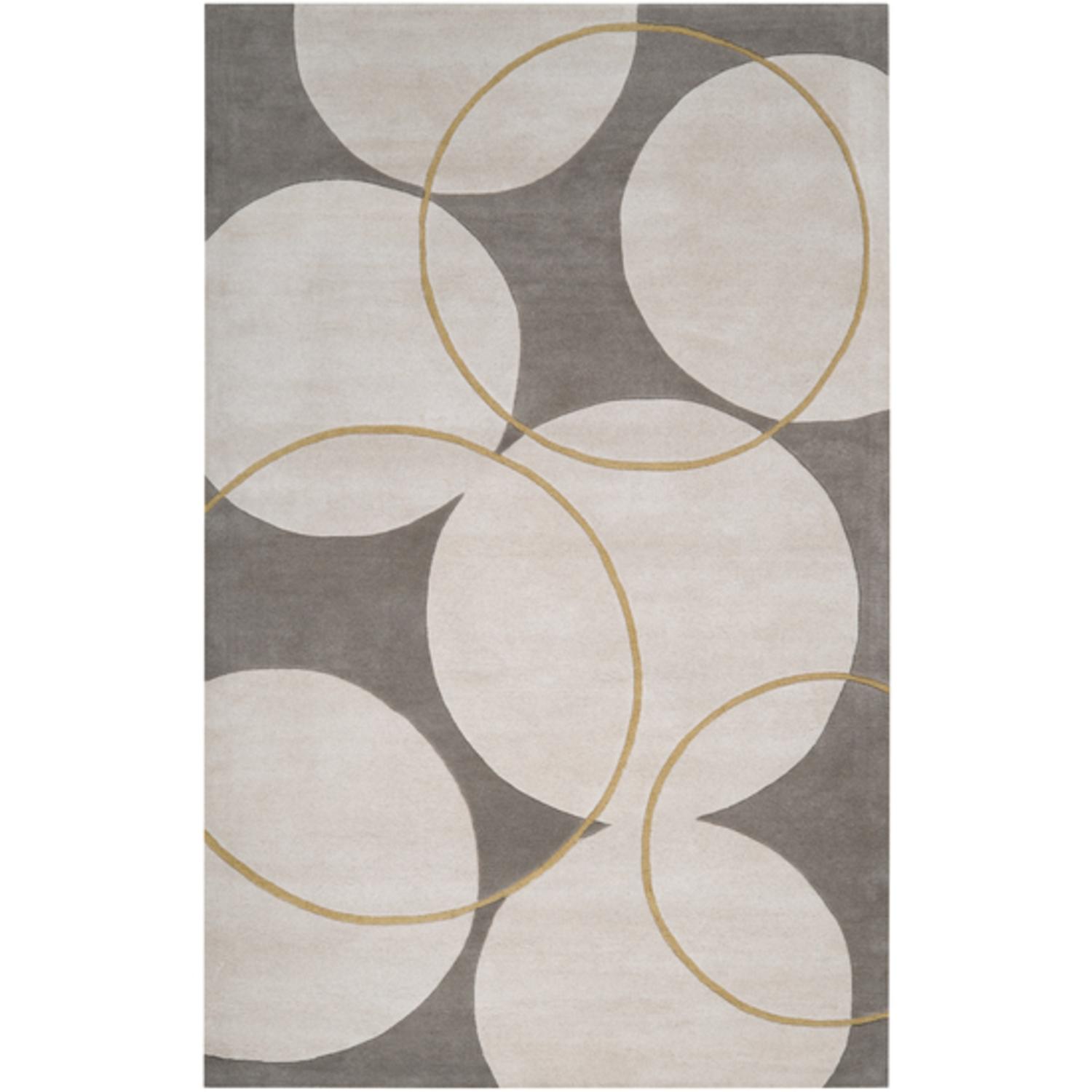 CC Home Furnishings  5' x 8' Bubble Spectacular Parchment and Mustard Yellow Wool Area Throw Rug