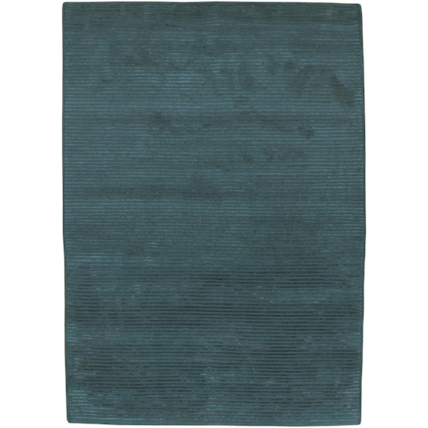 CC Home Furnishings 5' x 8' Solitary Teal Blue and Green Rectangular Wool Area Throw Rug