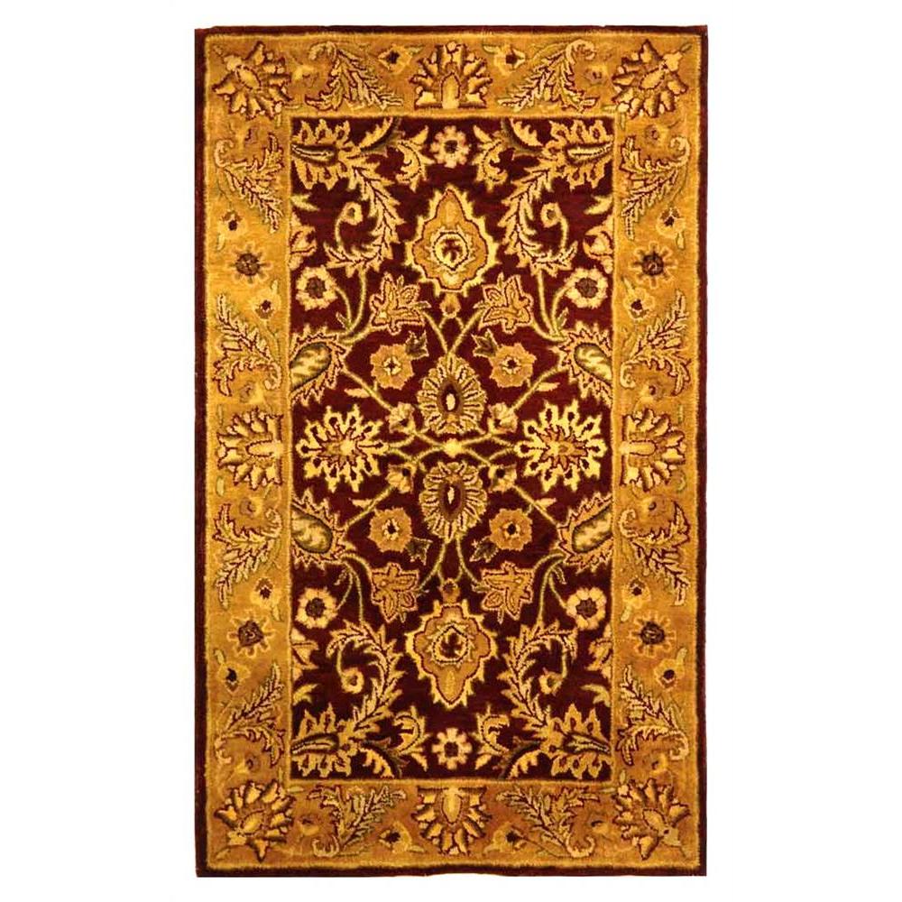 Safavieh  Classic Collection CL244A Handmade Traditional Oriental Burgundy and Gold Wool Area Rug 9'6" x 13'6"