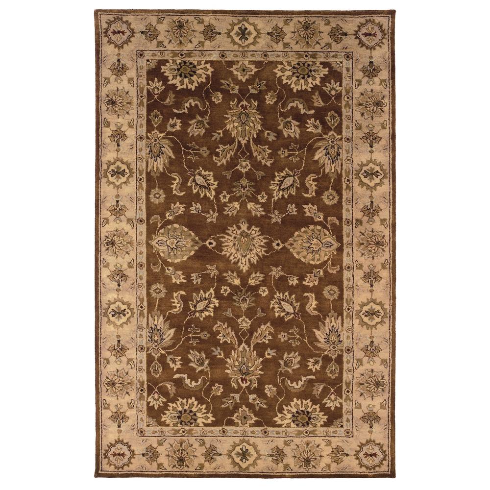 Furnituremaxx .com Rosedown Brown & Gold Rectangle Hand Tufted TraditionalIndia 100% Wool Area Rug - 8 X 10
