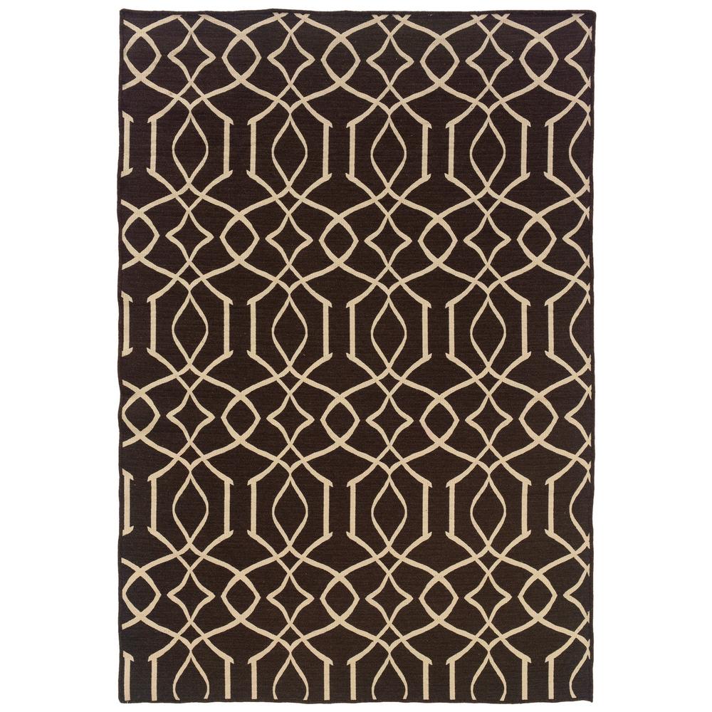Furnituremaxx .com Salonika Brown & Natural Rectangle Woven and Hand Finished Transitional Greece 100% Wool Area Rug - 5 X 8