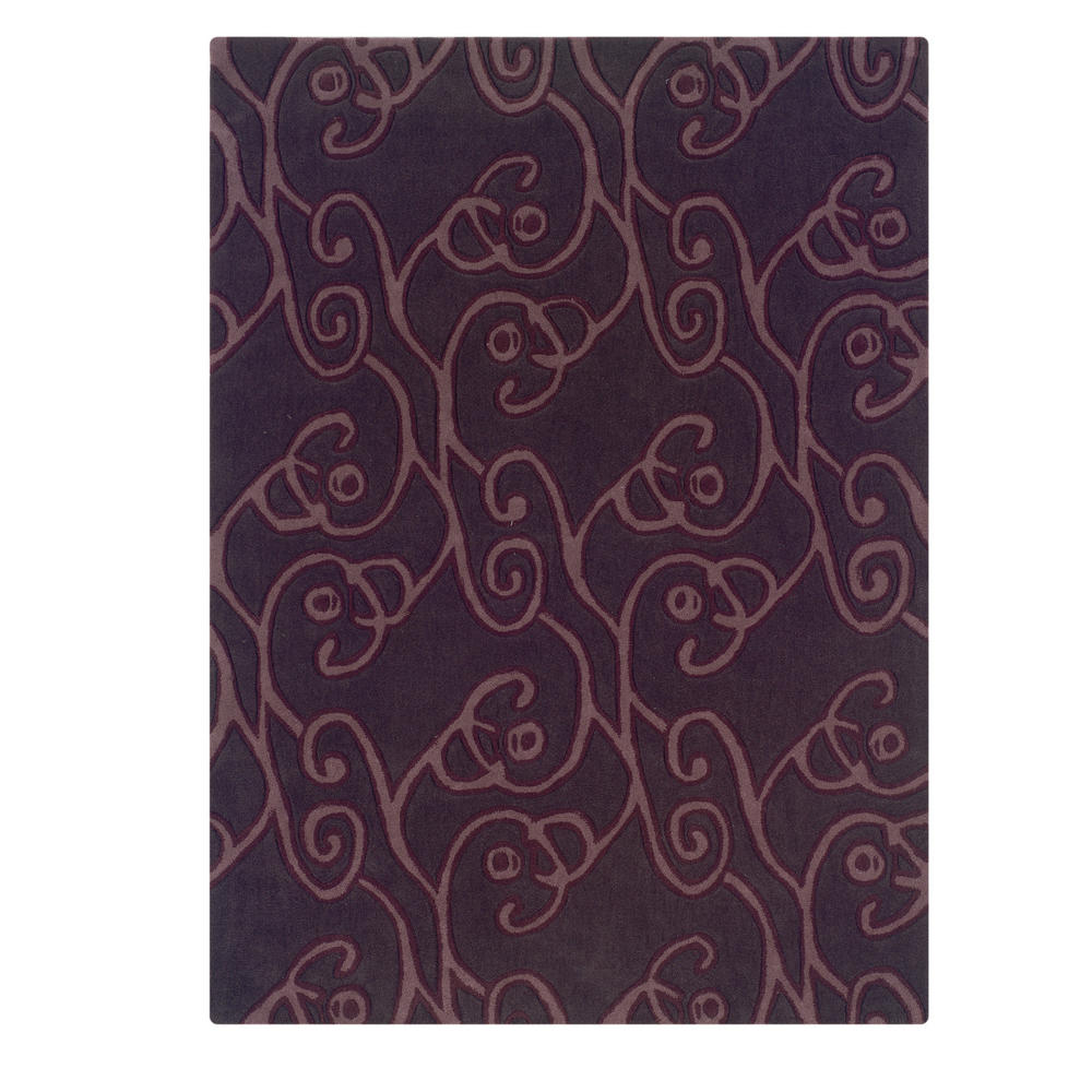 Furnituremaxx .com Trio Chocolate & Violet 1.10 x 2.10 Hand Tufted Transitional Rectangle Area Rug