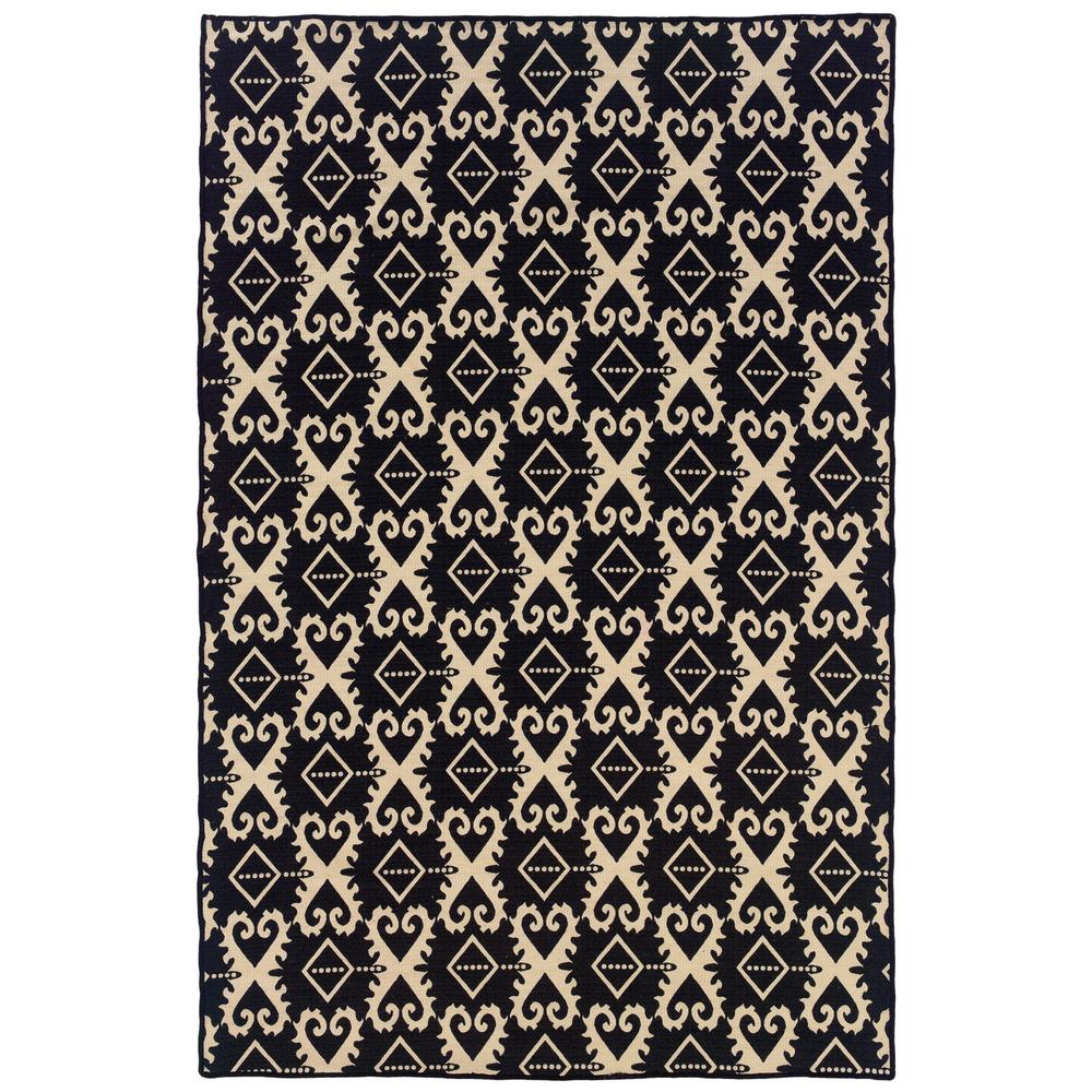 Furnituremaxx .com Salonika Black & Natural Rectangle Woven and Hand Finished Transitional Greece 100% Wool Area Rug - 5 X 8