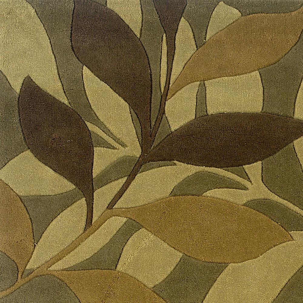 Furnituremaxx .com Trio Green & Brown 5 x 7 Hand Tufted Transitional Rectangle Area Rug