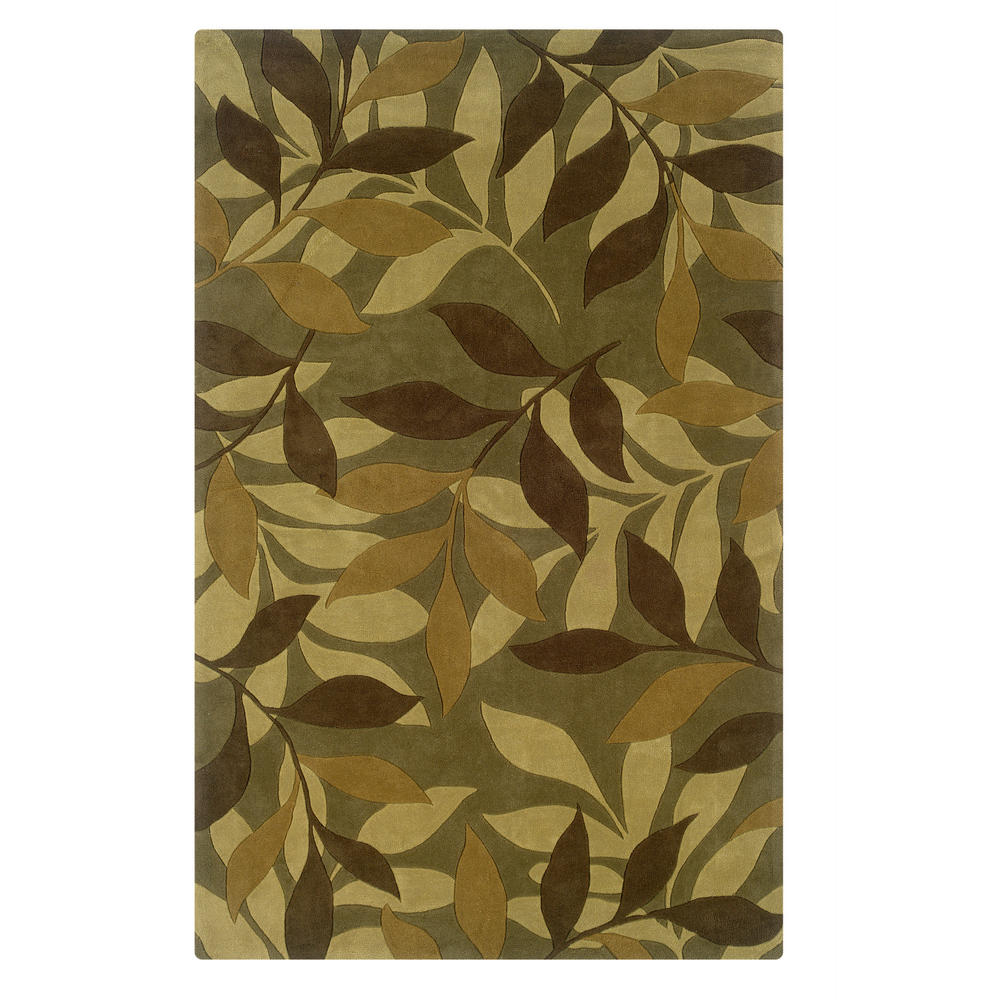 Furnituremaxx .com Trio Green & Brown 5 x 7 Hand Tufted Transitional Rectangle Area Rug