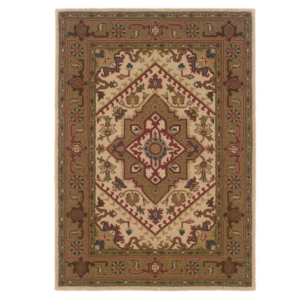 Furnituremaxx .com Trio Traditional TT03 2 X 3 Ivory & Gold Rectangle India Hand Tufted 100% Wool Area Rug