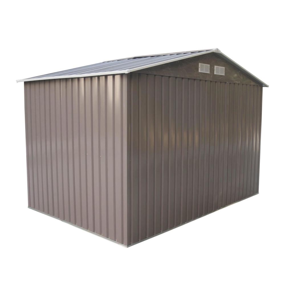 Outsunny 845-031GY 9' x 6' Metal Outdoor Utility Storage Shed - Gray and White