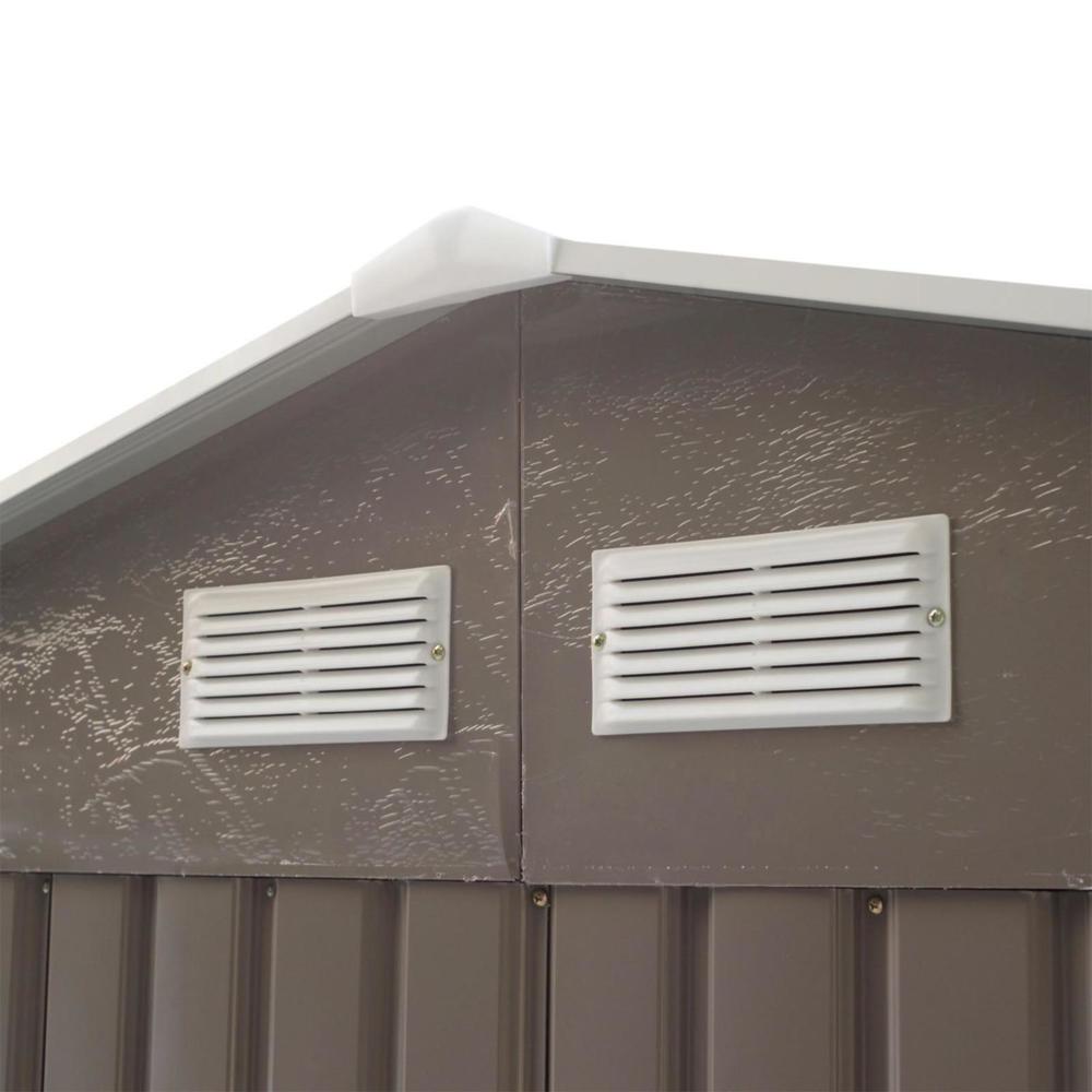 Outsunny 845-031GY 9' x 6' Metal Outdoor Utility Storage Shed - Gray and White