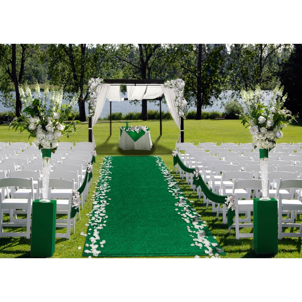 House, Home and More Outdoor Turf Wedding Aisle Runner - Green - 4' x 40'