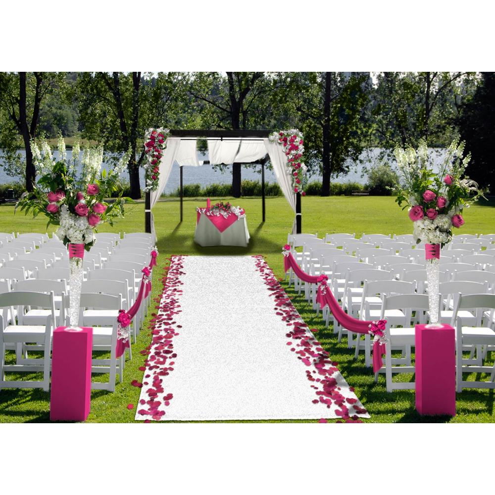 House, Home and More Outdoor Turf Wedding Aisle Runner - White - 3' x 30' - Many Other Sizes to Choose From
