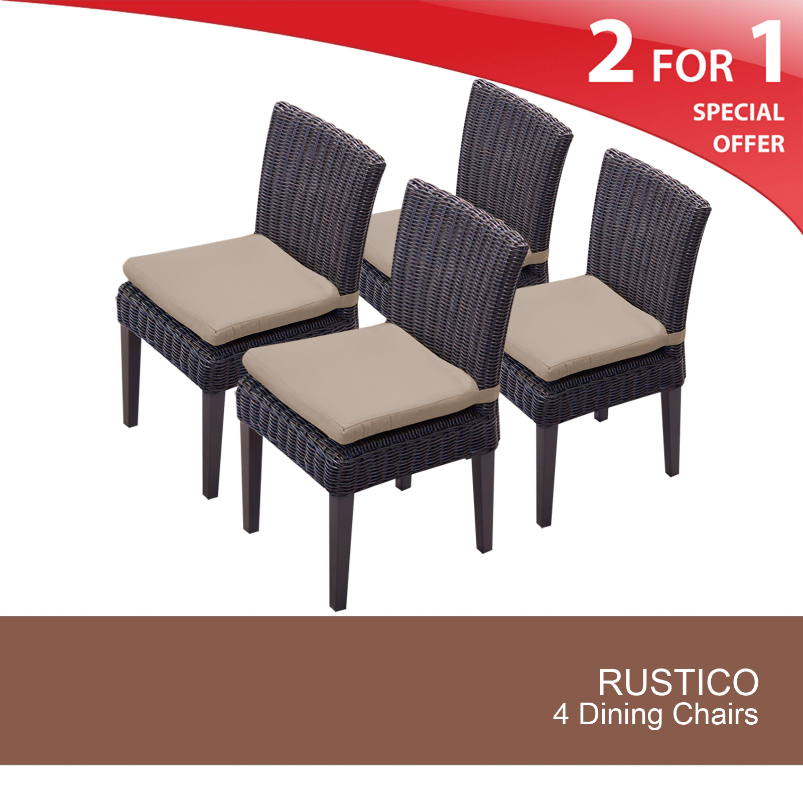TK Classics 4 Rustico Armless Dining Chairs