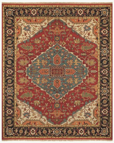 Feizy ? Ihrin Pure Wool Pile Traditional Rug, 3'6" x 5'6", Red/Black