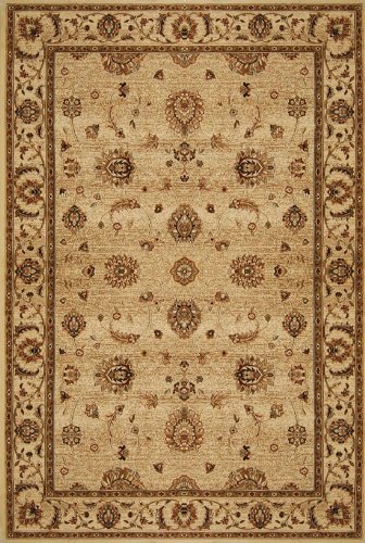 Home Dynamix  Triumph Area Rug H1001-150 Beige Flowers Leaves 5' 2" x 5' 2" Round