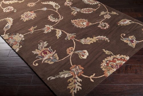 Surya  Langley LAG-1015 Transitional Hand Tufted 100% Wool Espresso 5' x 8' Floral Area Rug