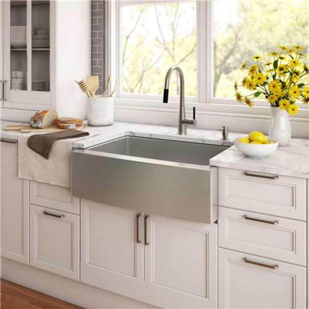 Kraus 33" Farmhouse Apron Front Stainless Steel Single Bowl Kitchen Sink with Grid