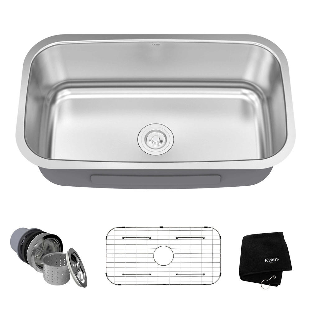 Kraus 31" Single Bowl Stainless Steel Undermount Kitchen Sink with NoiseDefend