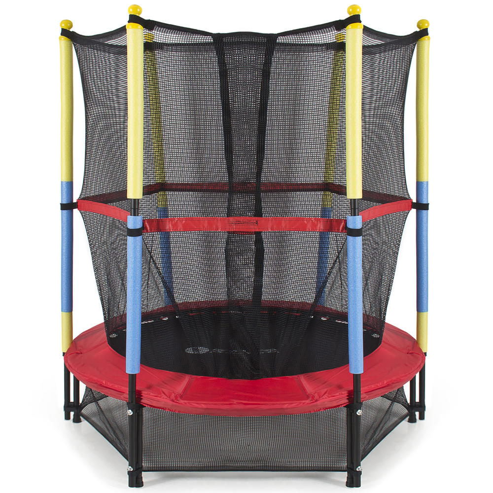 Best Choice Products 55" Round Kids Mini Trampoline with Net Enclosure - Multi-Color