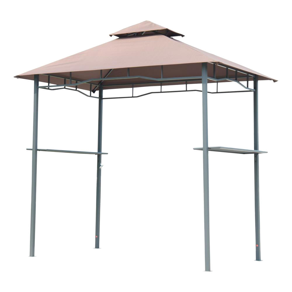 Outsunny 8' Double-Tier Barbecue Tent with Bottle Opener - Soft Coffee