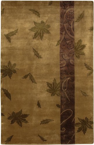 Surya  Mugal IN-8060 Transitional Hand Knotted 100% Semi-Worsted Zealand Wool Tan 9' x 13' Botanical Area Rug