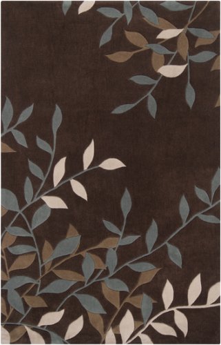 Surya  Sprint SPT-3036 Contemporary Hand Tufted 100% Polyester Dark Chocolate 5' x 7'6" Floral Area Rug