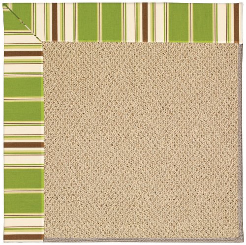 Capel 8' x 8' Square Made-to-Order Oscar Isberian Rugs Area Rug Green Stripe Color Machine Made USA "Zoe Collection" Cane Wicker
