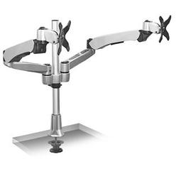 Mount-It! Height Adjustable Full Motion Two Monitor Computer Desk Mount Spring Arm Quick Release with Grommet Base (Silver)