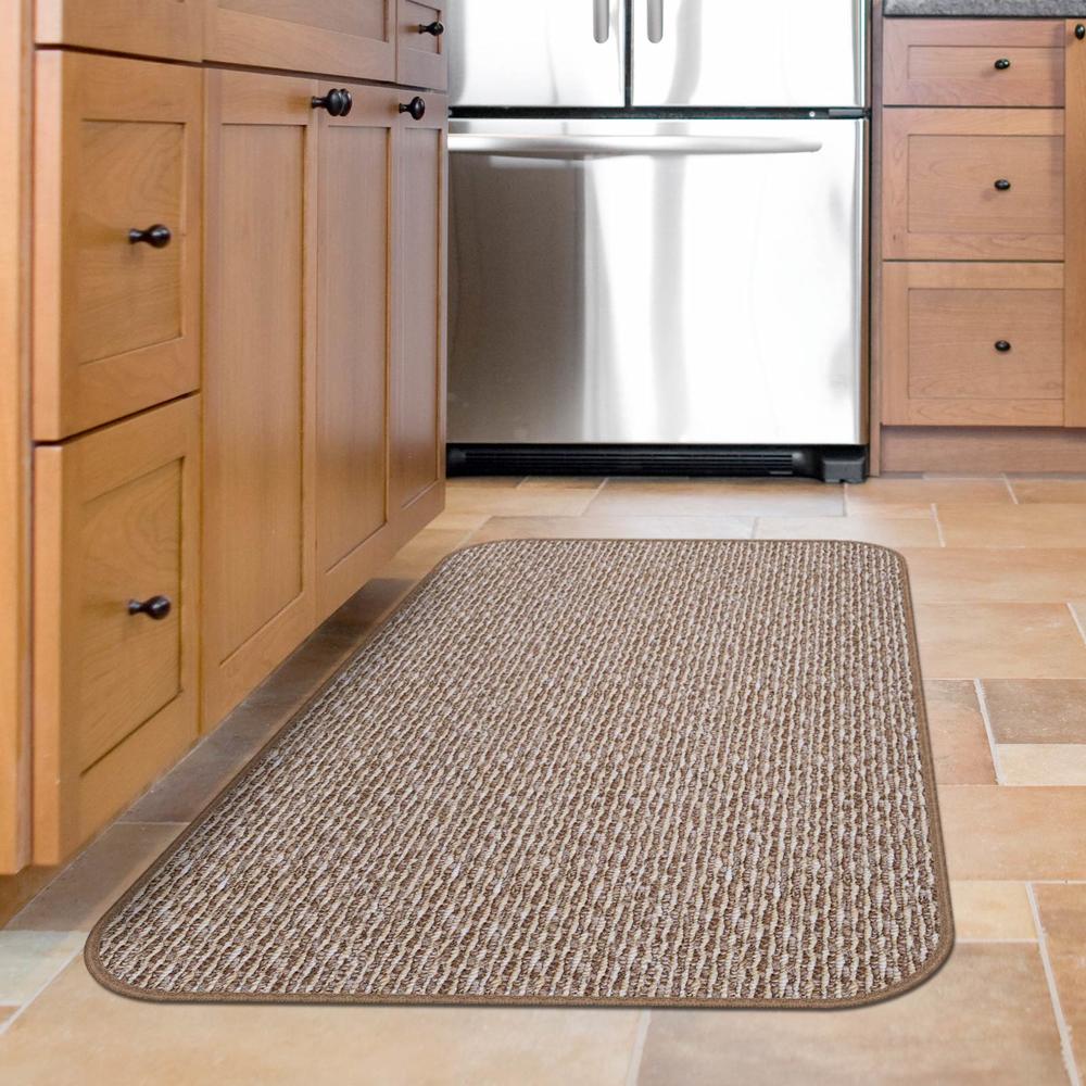 House, Home and More 3 x 3 SKID-RESISTANT Area Rug Kitchen Carpet Floor Mat PRALINE BROWN
