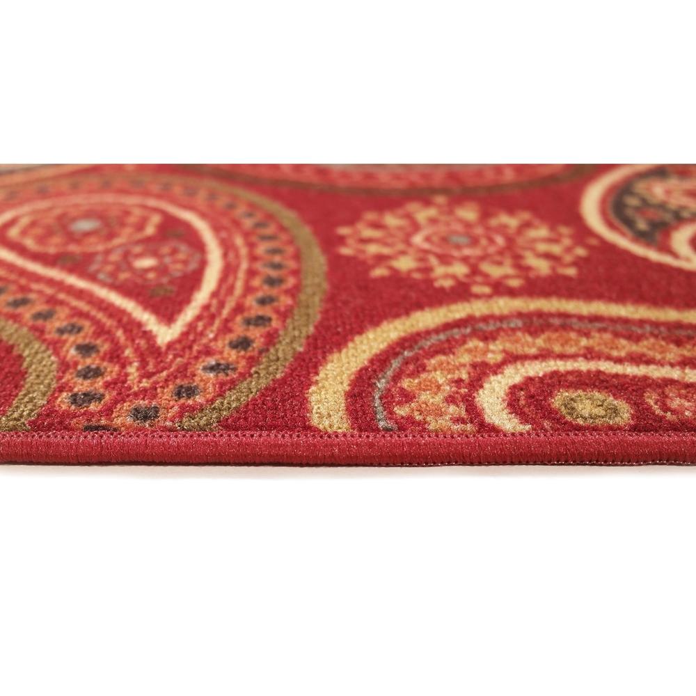 Maxy Home  Rubber Back Red Paisley Floral Anti-Slip Area Rug 5' x 6'6" HMM5010