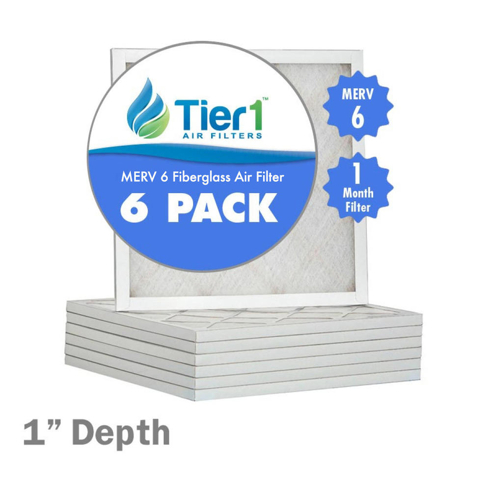 Tier1 D50S-012024  20x24x1 Merv 6 Fiberglass Spun Air Filter (6-Pack)