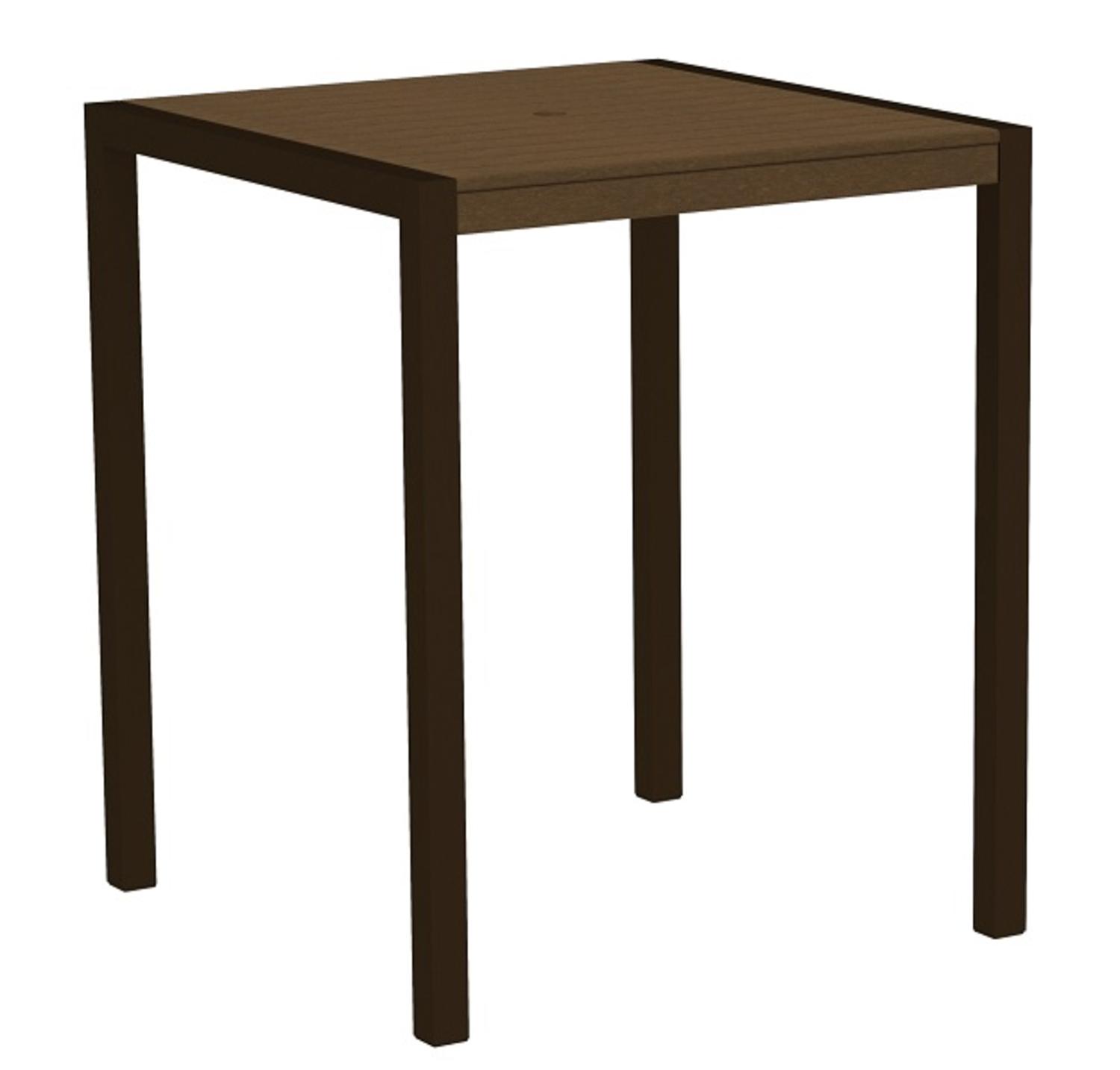 Eco-Friendly Furnishings 42" Outdoor Recycled Earth-Friendly Bar Table - Teak Brown with Bronze Frame
