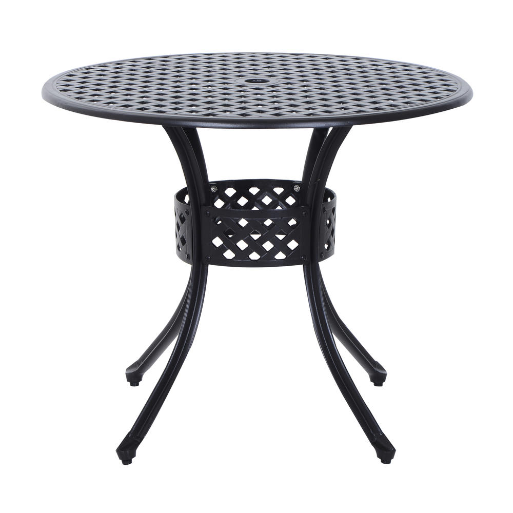 Outsunny  Round Cast Aluminum Outdoor Dining Table Black