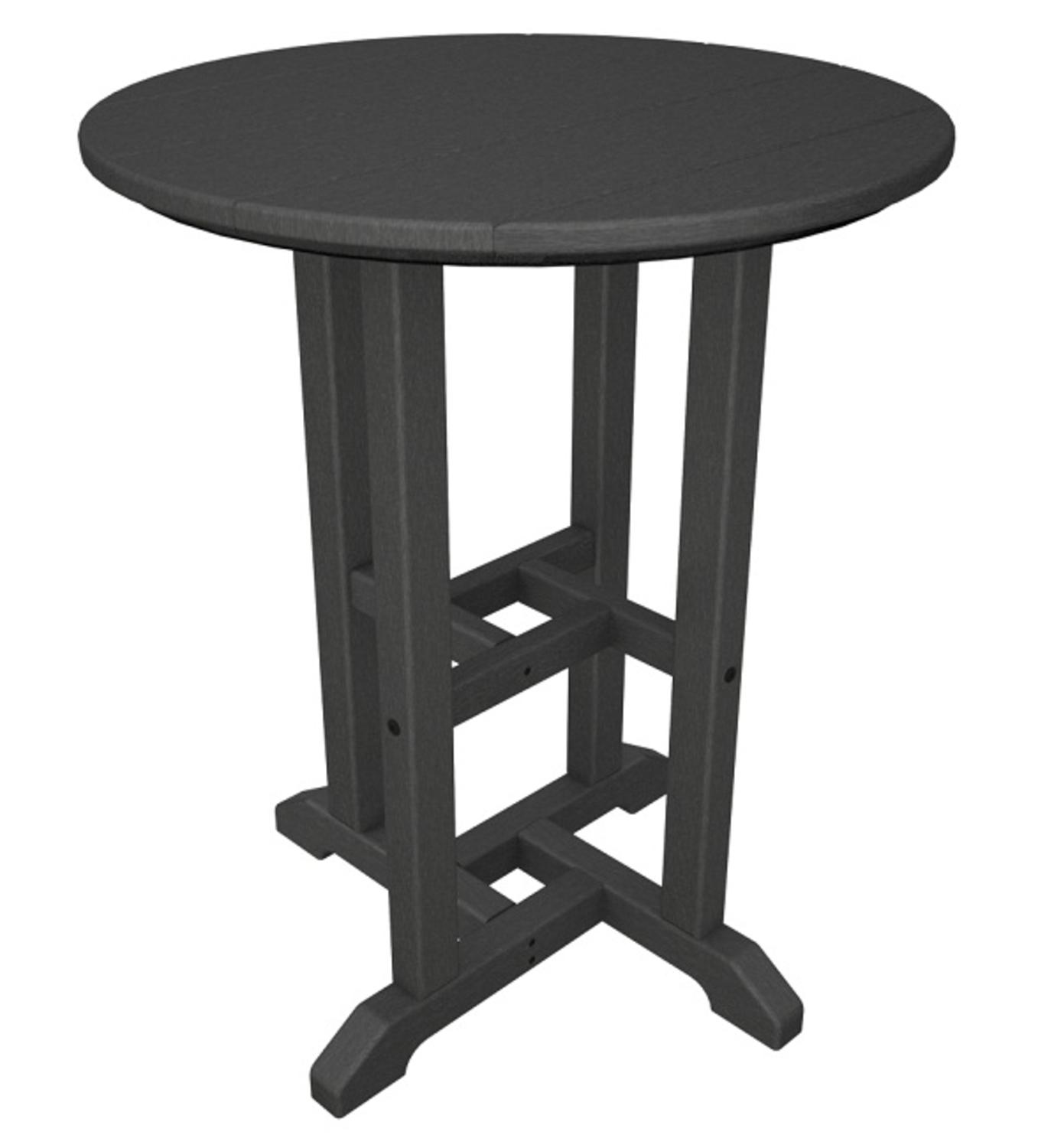 Eco-Friendly Furnishings  29" Recycled Earth-Friendly Outdoor Patio Small Round Dinner Table - Slate Gray