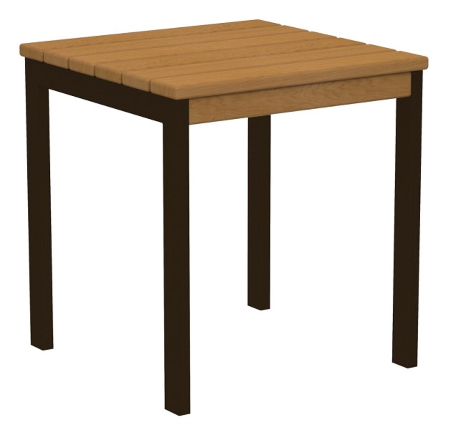 Eco-Friendly Furnishings  18" Outdoor Patio Square Side Table - Natural Teak Brown with Bronze Frame