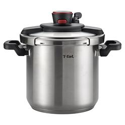 T-fal P45009 Clipso Stainless Steel Dishwasher Safe PTFE PFOA and Cadmium Free 12-PSI Pressure Cooker Cookware, 8-Quart, Silver 