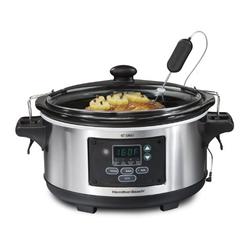 Hamilton Beach Brands Inc. Tjernlund hamilton beach 6-quart slow cooker, programmable, set & forget with temperature probe, transport clips, sealing lid, stainless
