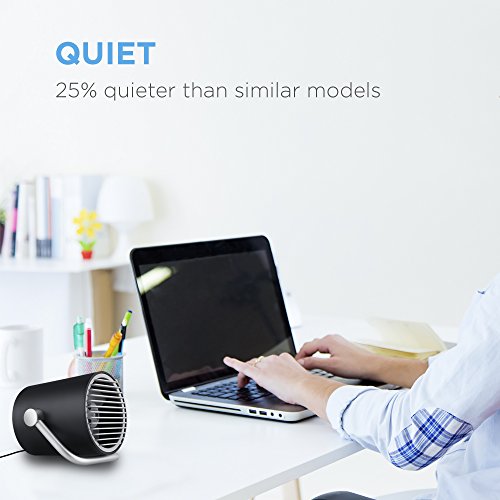 Suitable for Home Office. Bedroom Quiet Air Circulator Fan Portable Mini Desk Fan with 2 USB Charging Ports and 2 Outlets Hiree Table Fan with USB Charger