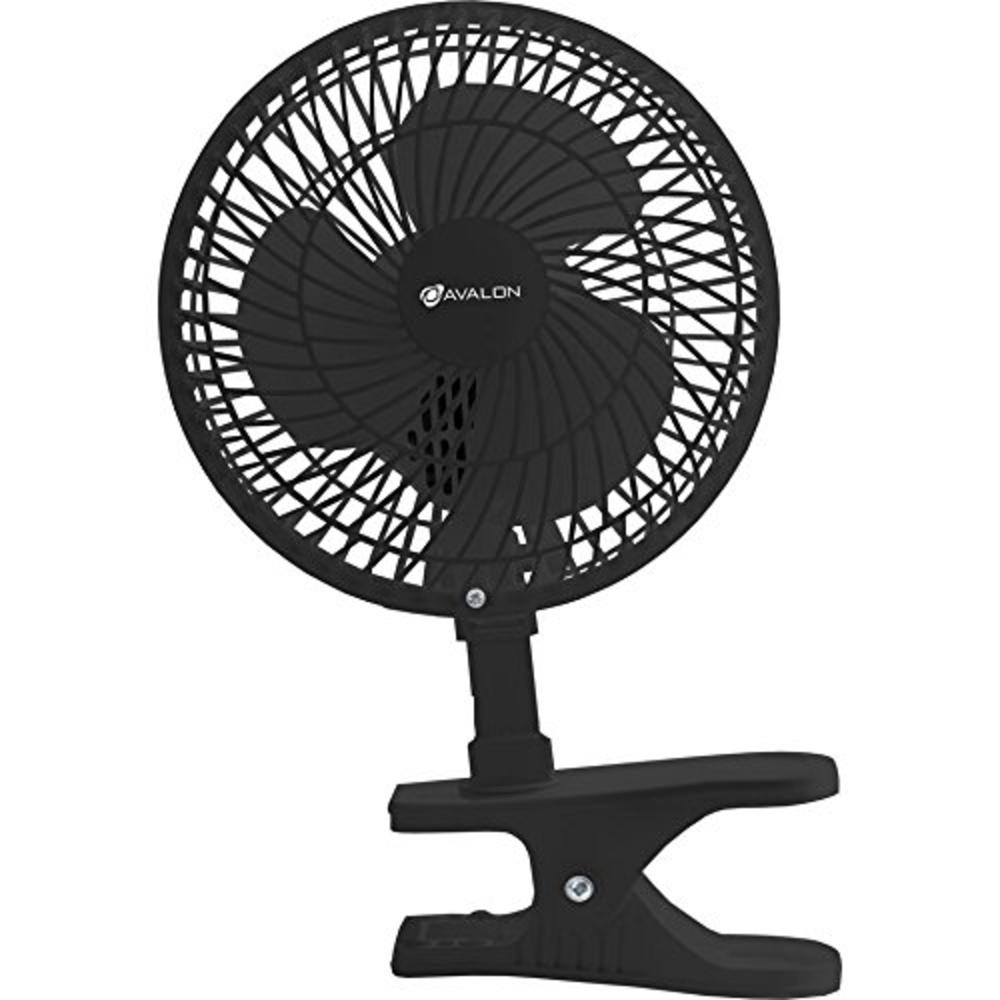 Avalon A1CLIPFANBLACK  Powerful Clip On & Desk Fan With Fully Adjustable Head, Two Quiet Speeds, 6-Inch - Black