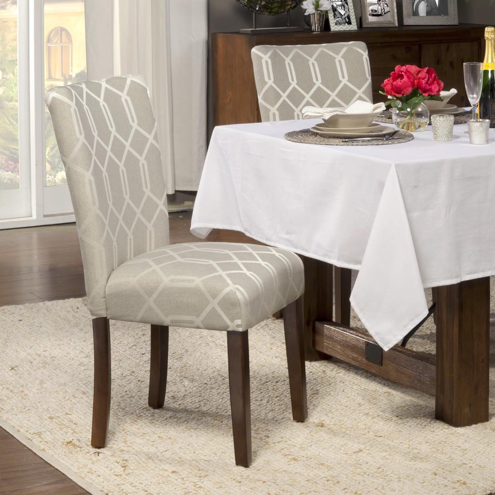 HomePop  Elegance Blue and Cream Parson Chair (Set of 2) Dining Room Home