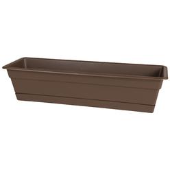 Bloem Dura Cotta Window Box Planter: 18" - Chocolate - with Tray, Weatherproof Resin Box, Removable Tray for Indoor & Outdoor Us