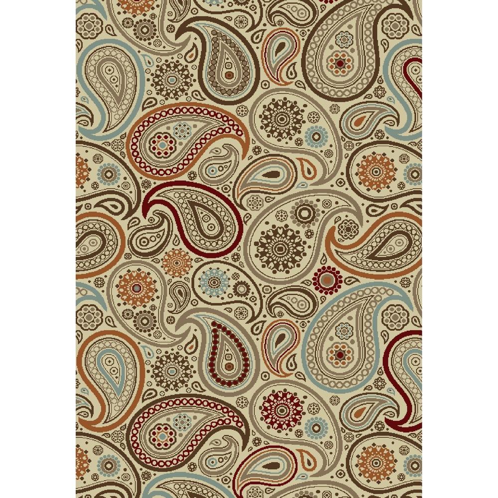 Concord Global Trading Chester Paisley Ivory 3 ft. 3 in. x 4 ft. 7 in. Area Rug