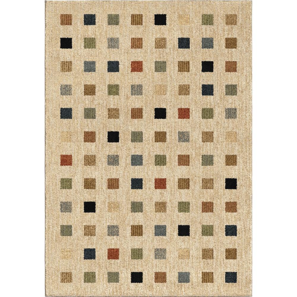 Carolina Weavers  Comfy and Cozy Modern Boundaries Collection City Boxes Tan Shag Area Rug (5'3 x 7'6)