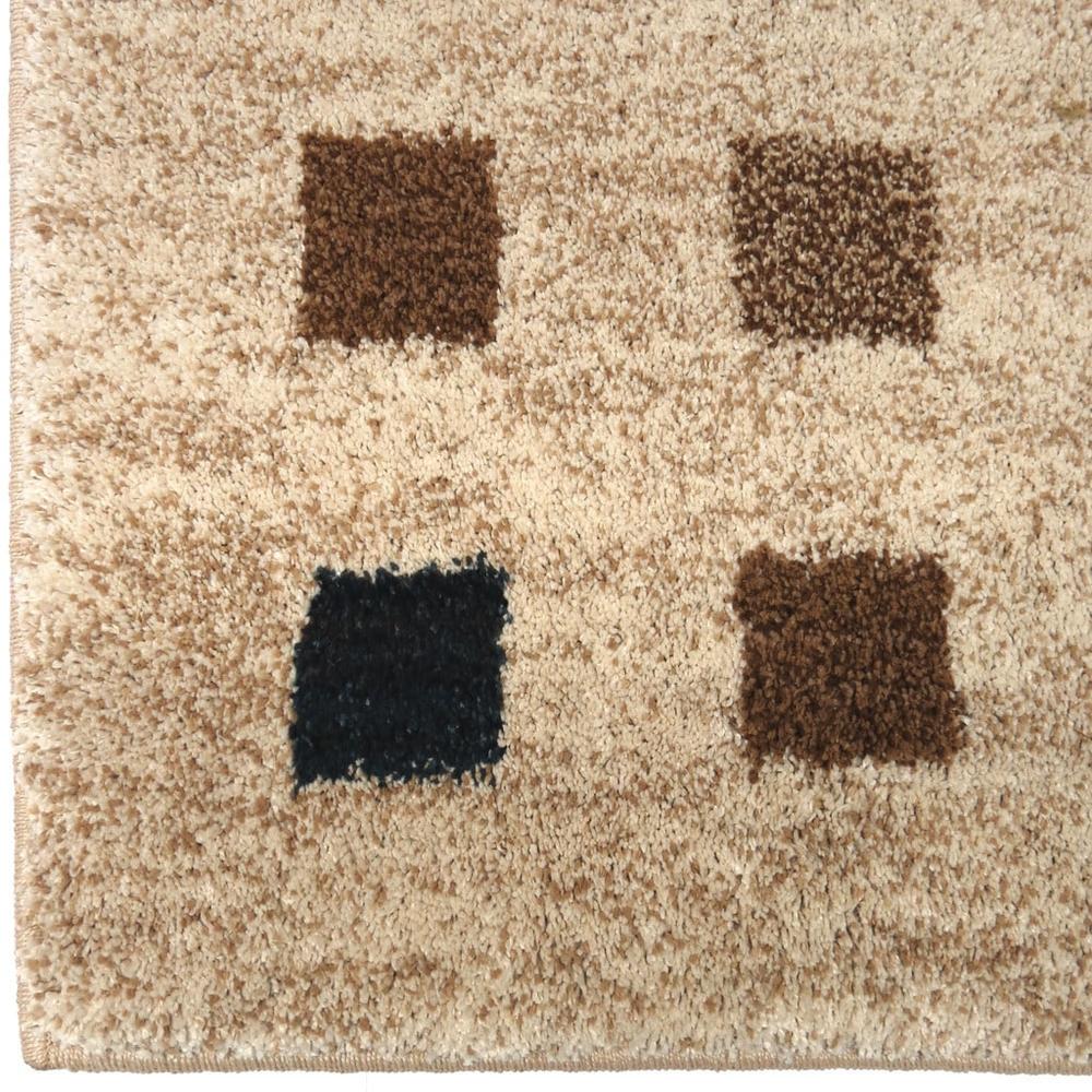 Carolina Weavers  Comfy and Cozy Modern Boundaries Collection City Boxes Tan Shag Area Rug (5'3 x 7'6)