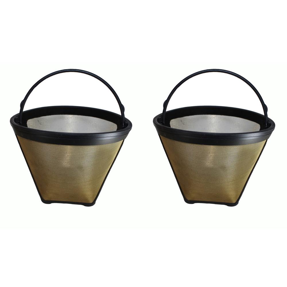Crucial Brands GTF 2 #4 Washable & Reusable Gold Tone Coffee Filters Fit Cuisinart Coffee Makers
