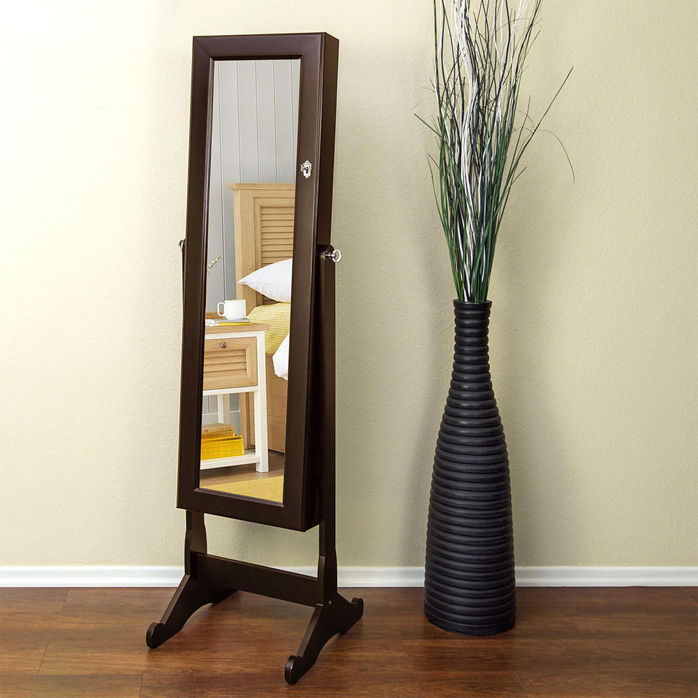 Best Choice Products 58" Mirrored Jewelry Armoire with Stand - Brown