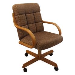 Caster Chair Company Casual Rolling Caster Dining Chair with Swivel Tilt in Oak Wood with Fabric Seat and Back (1 Chair)