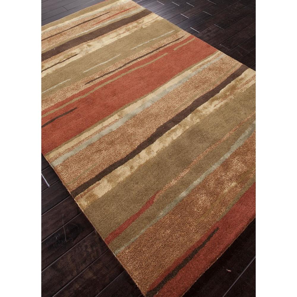 Diva At Home 8' x 11' Brown and Orange Bernini Hand Tufted Wool and Art Silk Area Throw Rug