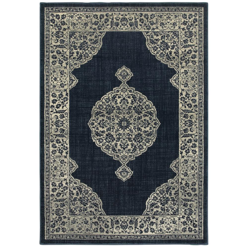 Style Haven   Majestic Medallion Navy/Grey Area Rug (9'10 x 12'10)