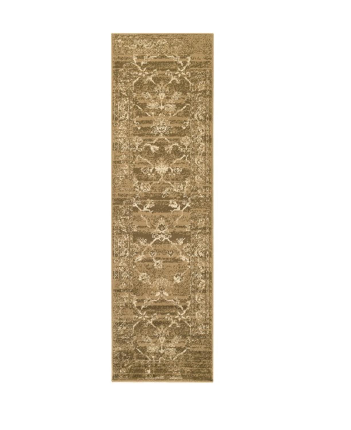 Diva At Home 2.15' x 7.5' Pyramid Treasure Chestnut Brown and Blanched White Area Throw Rug Runner