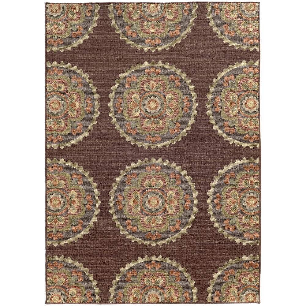 Style Haven   Brown Polypropylene Floral Medallions Indoor/Outdoor Area Rug (3'10 x 5'5)
